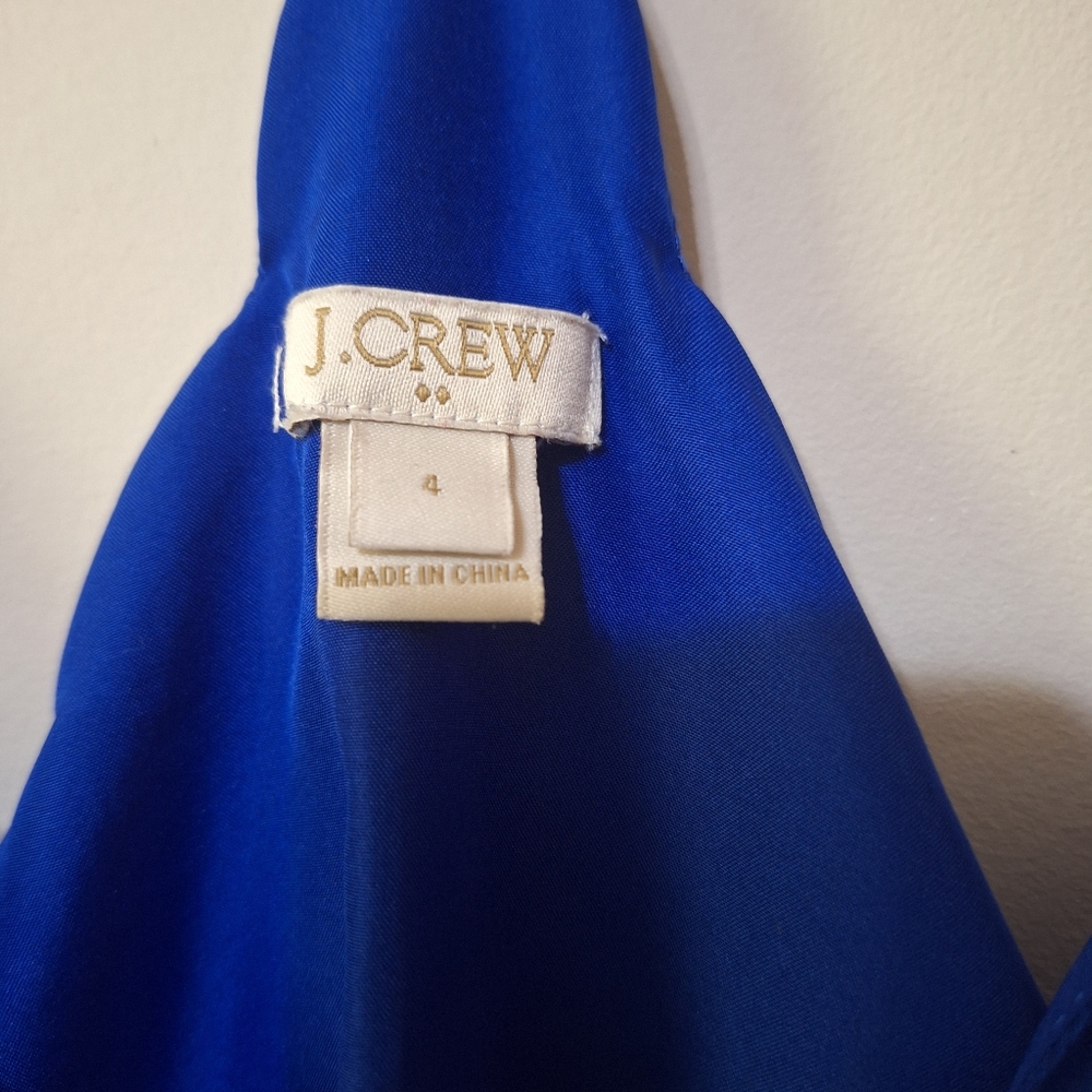 J.Crew Scalloped Racerback Cami Tank Top Royal Blue Size 4 S - Picture 3 of 10